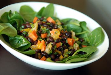 Spring Greens Salad with Black Beans and Apricots Santa Cruz